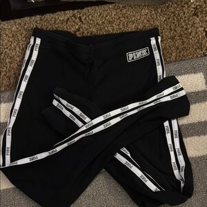 PINK Victoria's Secret Black Leggings with White Trim